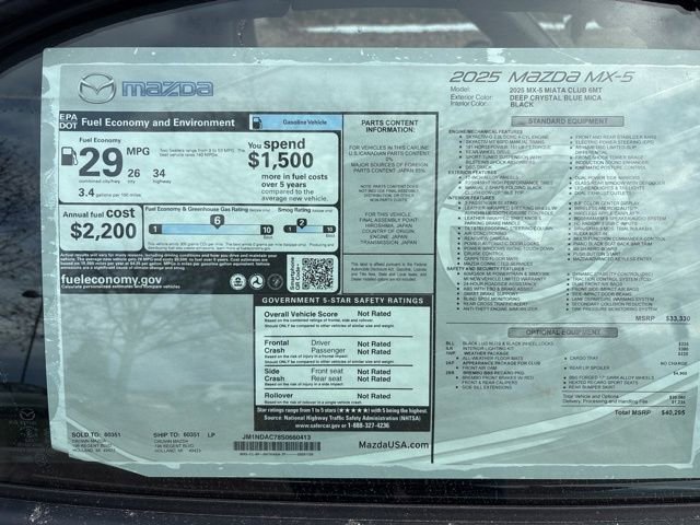 New 2025 MAZDA MX-5 Miata Club w/ Brembo/BBS Recaro Package image 9