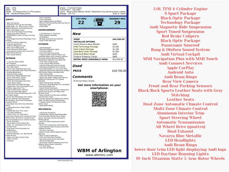 Used 2019 Audi S3 Premium Plus w/ Technology Package image 2