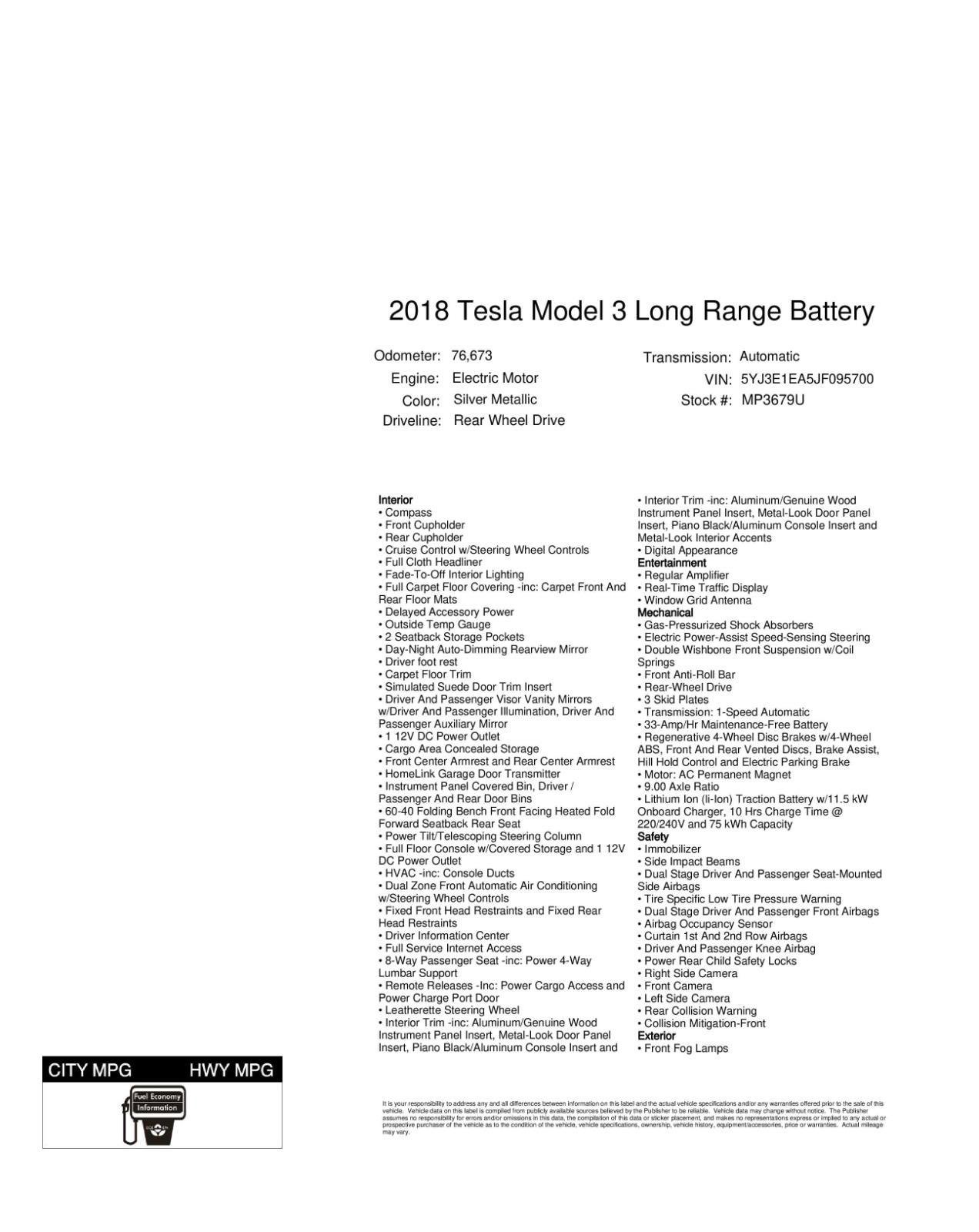 Used 2018 Tesla Model 3 Long Range image 4