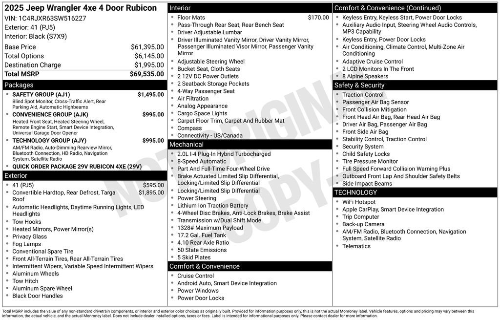 New 2025 Jeep Wrangler Unlimited Rubicon 4xe w/ Safety Group image 9