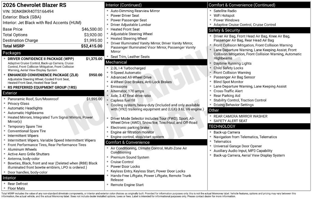 New 2026 Chevrolet Blazer RS w/ Driver Confidence II Package AWD/4WD image 27
