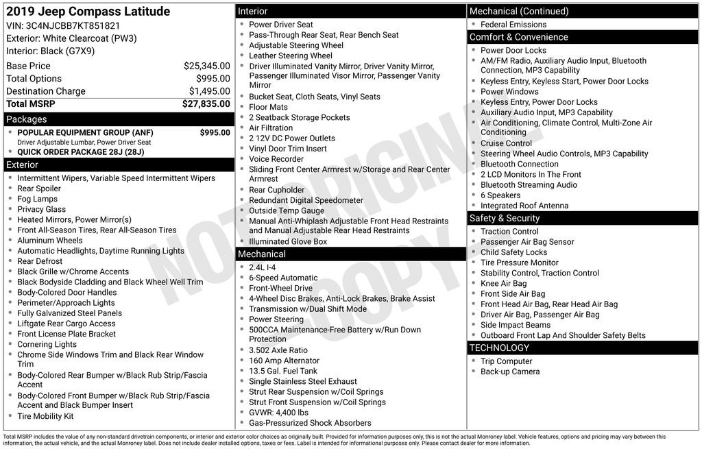 Used 2019 Jeep Compass Latitude w/ Popular Equipment Group FWD image 25