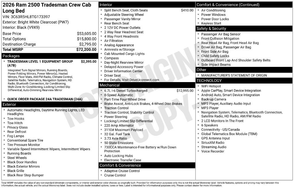 New 2026 RAM 2500 Tradesman AWD/4WD image 5