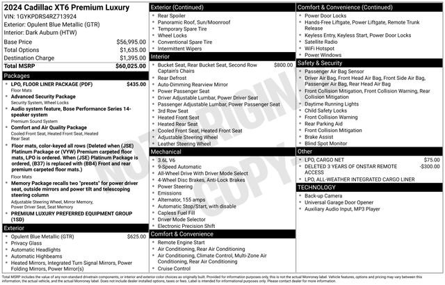 Used 2024 Cadillac XT6 Premium Luxury w/ LPO, Floor Liner Package image 43