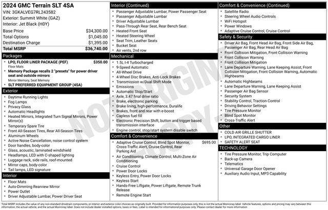 Certified 2024 GMC Terrain SLT w/ LPO, Floor Liner Package image 6