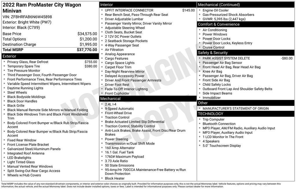 Used 2022 RAM ProMaster City Wagon FWD image 17