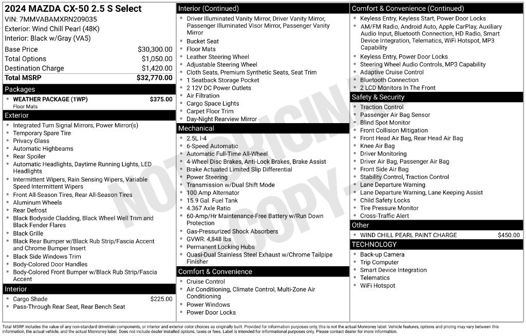Used 2024 MAZDA CX-50 AWD 2.5 S w/ Weather Package image 7