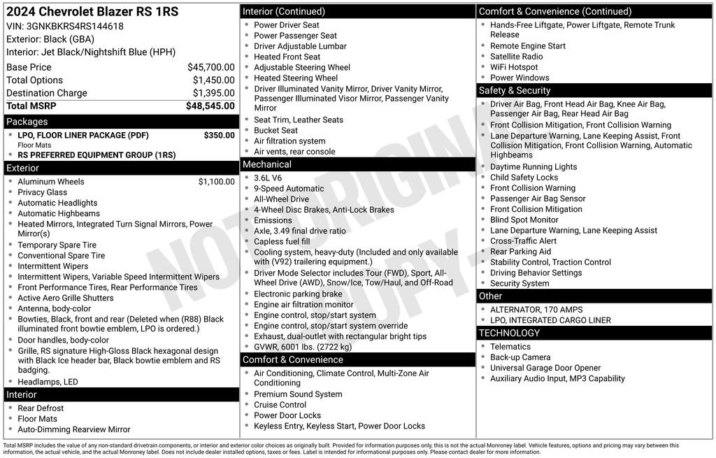 Used 2024 Chevrolet Blazer RS w/ LPO, Floor Liner Package image 35