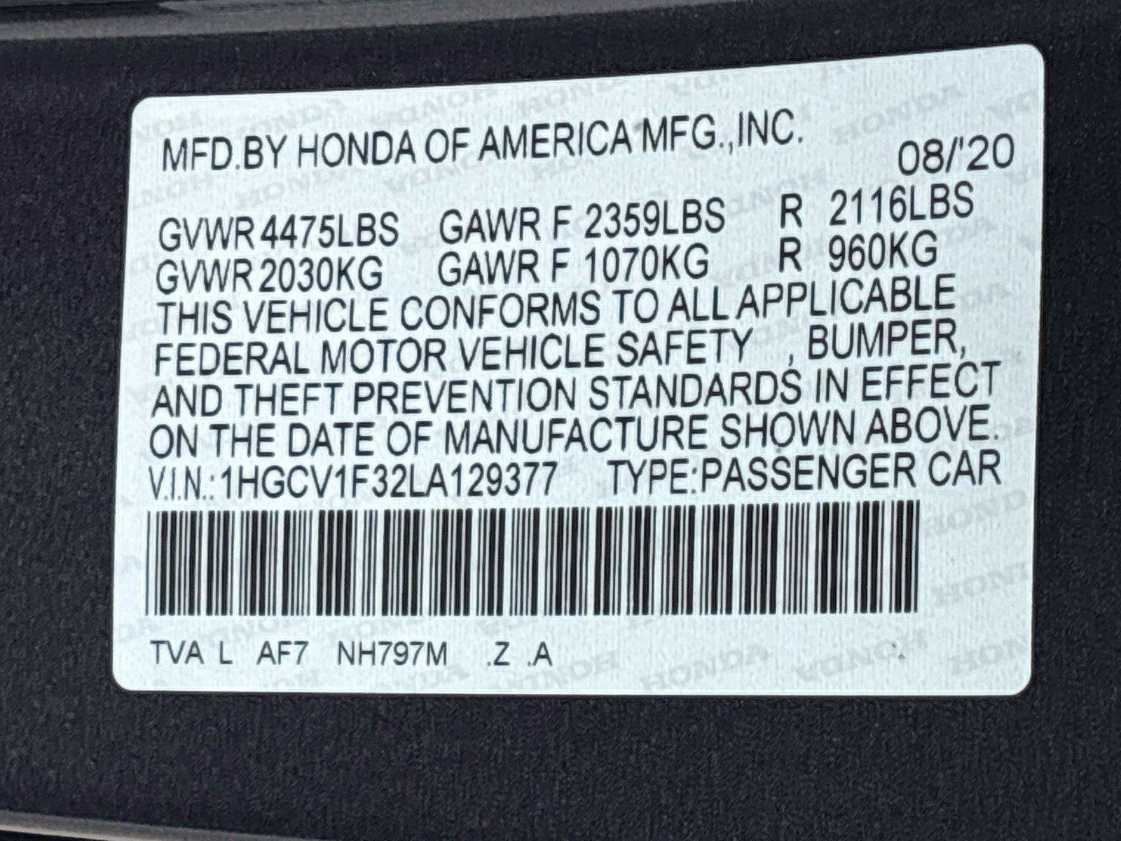 Certified 2020 Honda Accord Sport image 34
