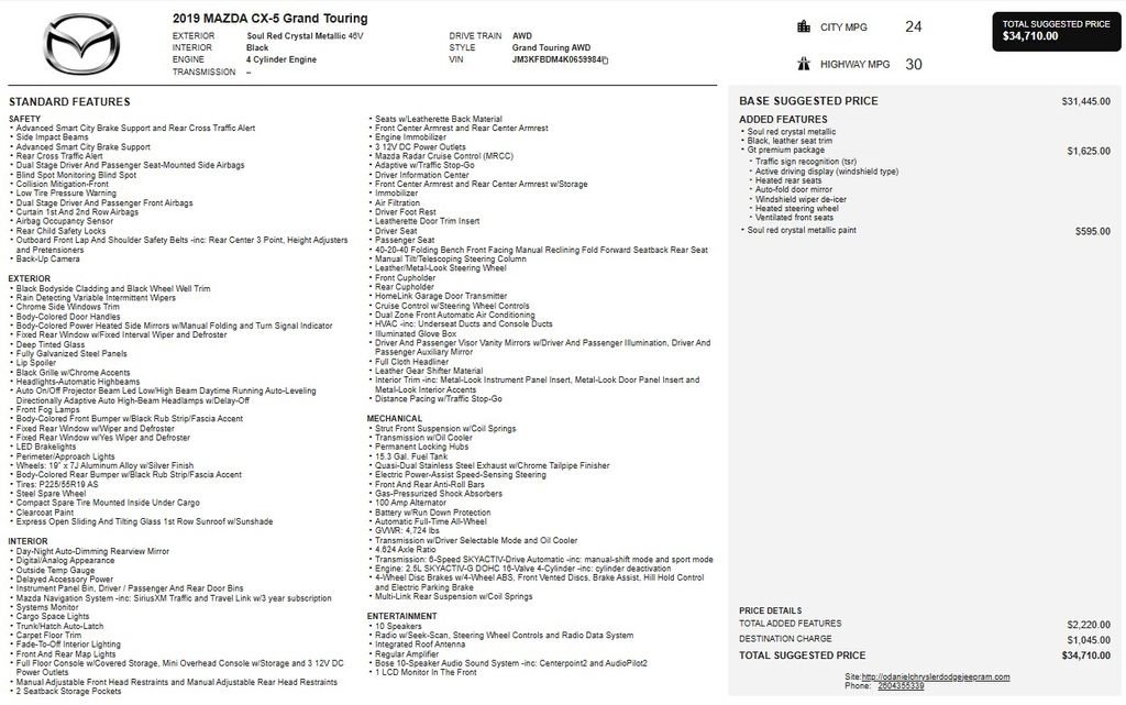 Used 2019 MAZDA CX-5 Grand Touring w/ GT Premium Package image 2