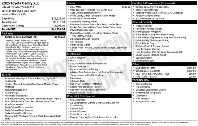 Used 2025 Toyota Camry XLE w/ Premium Plus Package AWD/4WD image 5