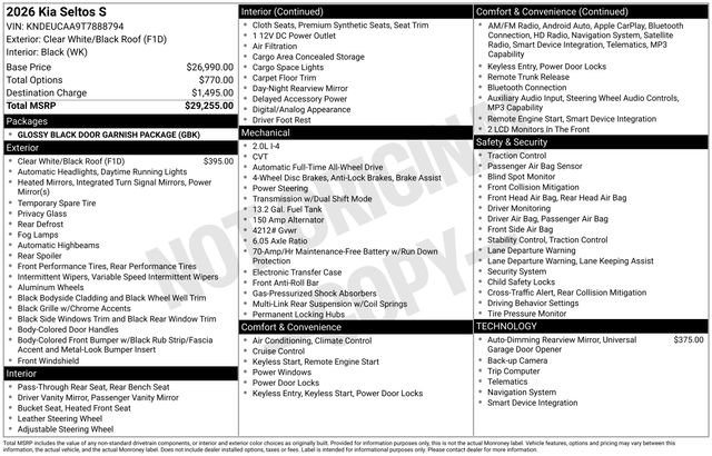 New 2026 Kia Seltos S AWD/4WD image 31