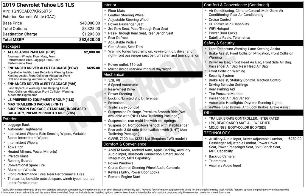 Used 2019 Chevrolet Tahoe LS w/ All-Season Package RWD image 7