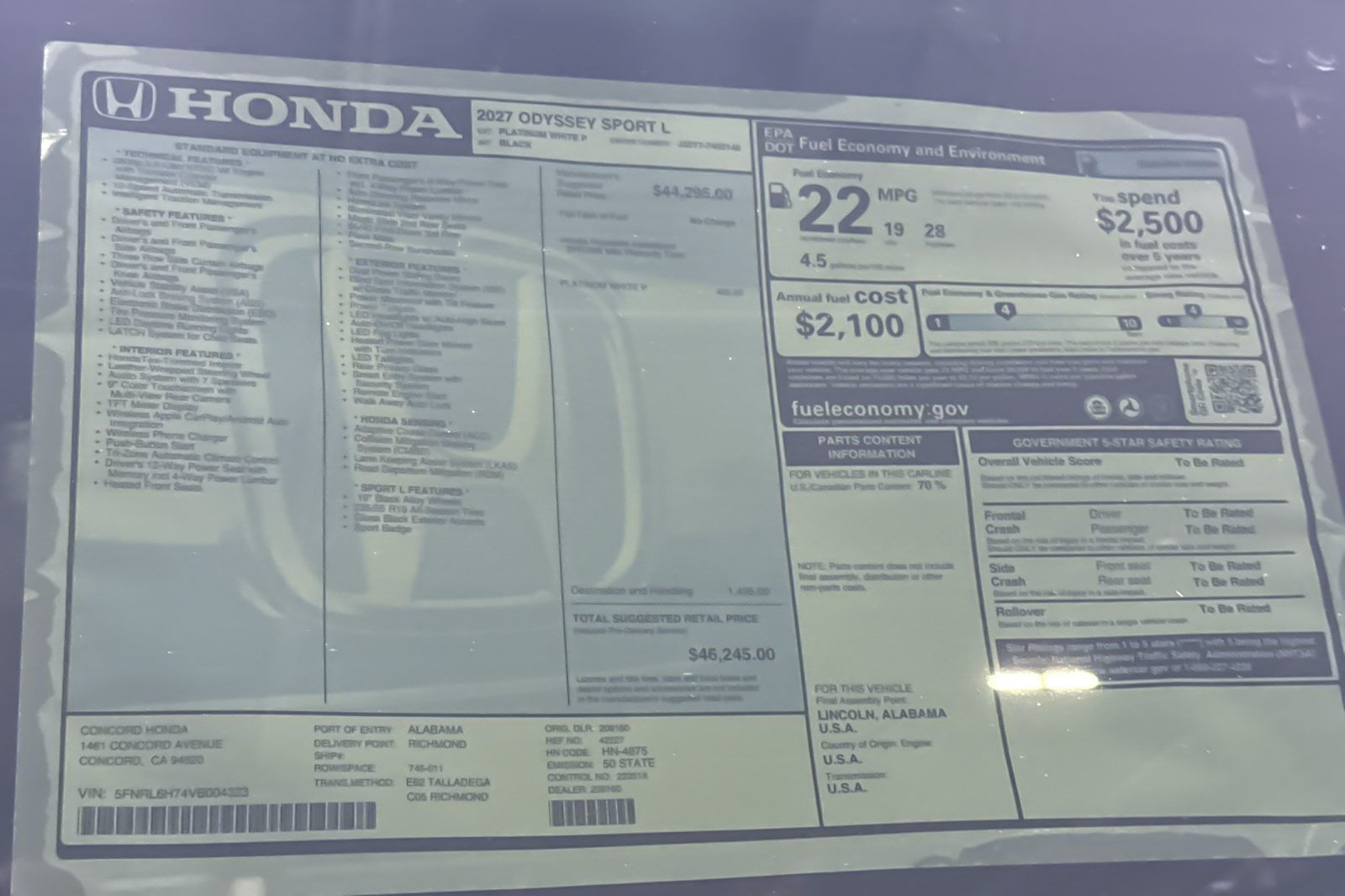 New 2027 Honda Odyssey Sport-L image 35