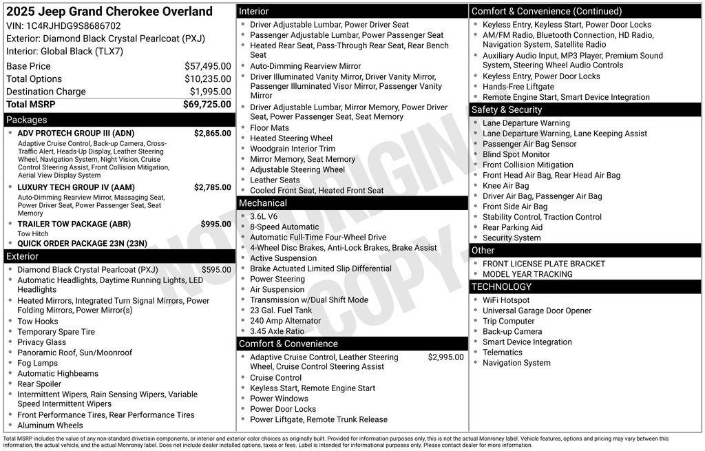 New 2025 Jeep Grand Cherokee Overland w/ Adv Protech Group III image 6