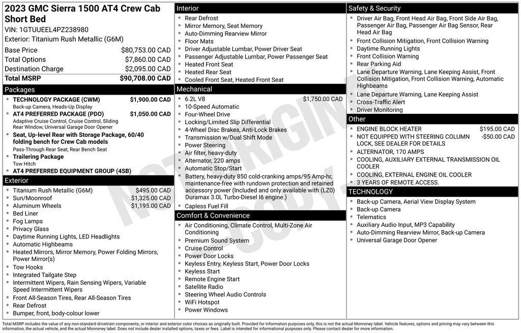 Used 2023 GMC Sierra 1500 AT4 w/ Technology Package AWD/4WD image 15