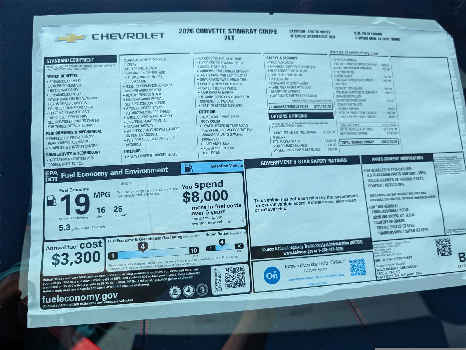 New 2026 Chevrolet Corvette Stingray Preferred Cpe w/ Battery Protection Package RWD image 21