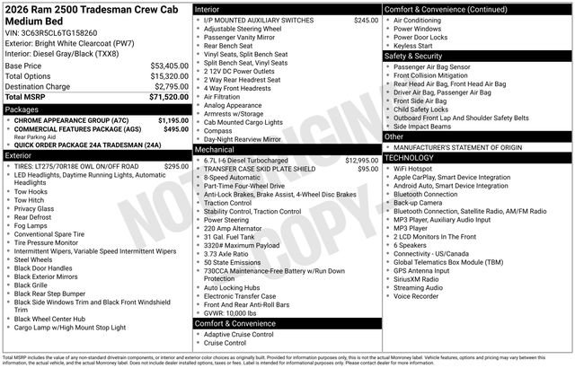 New 2026 RAM 2500 Tradesman w/ Chrome Appearance Group AWD/4WD image 27