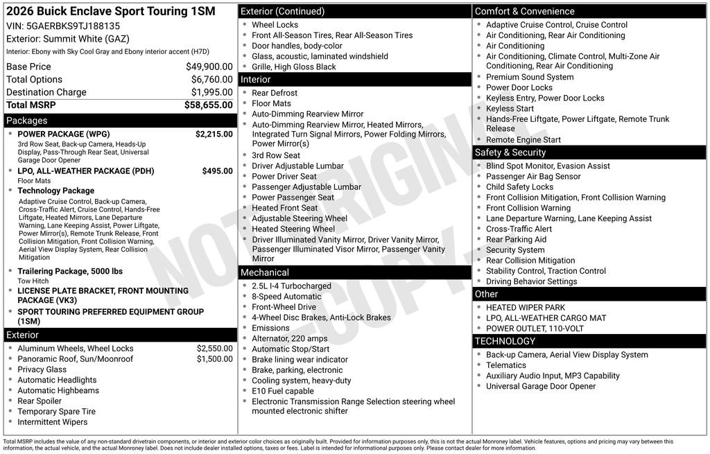 New 2026 Buick Enclave Sport Touring w/ Power Package image 8