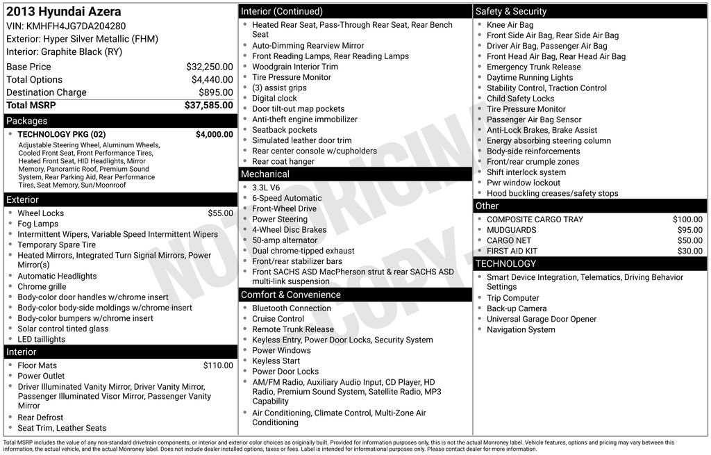 Used 2013 Hyundai Azera w/ Technology Pkg image 14