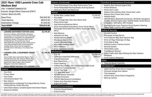 Used 2021 RAM 1500 Laramie w/ Laramie Southwest Edition RWD image 5