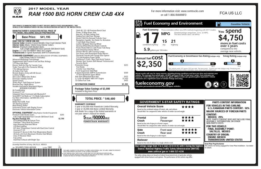 Used 2017 RAM 1500 Big Horn AWD/4WD image 2