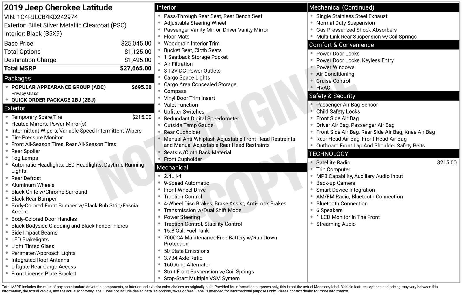 Used 2019 Jeep Cherokee Latitude w/ Popular Appearance Group FWD image 9
