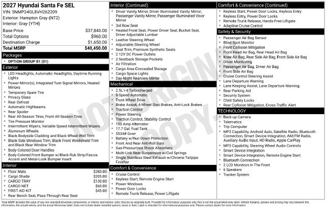 New 2027 Hyundai Santa Fe SEL FWD image 5