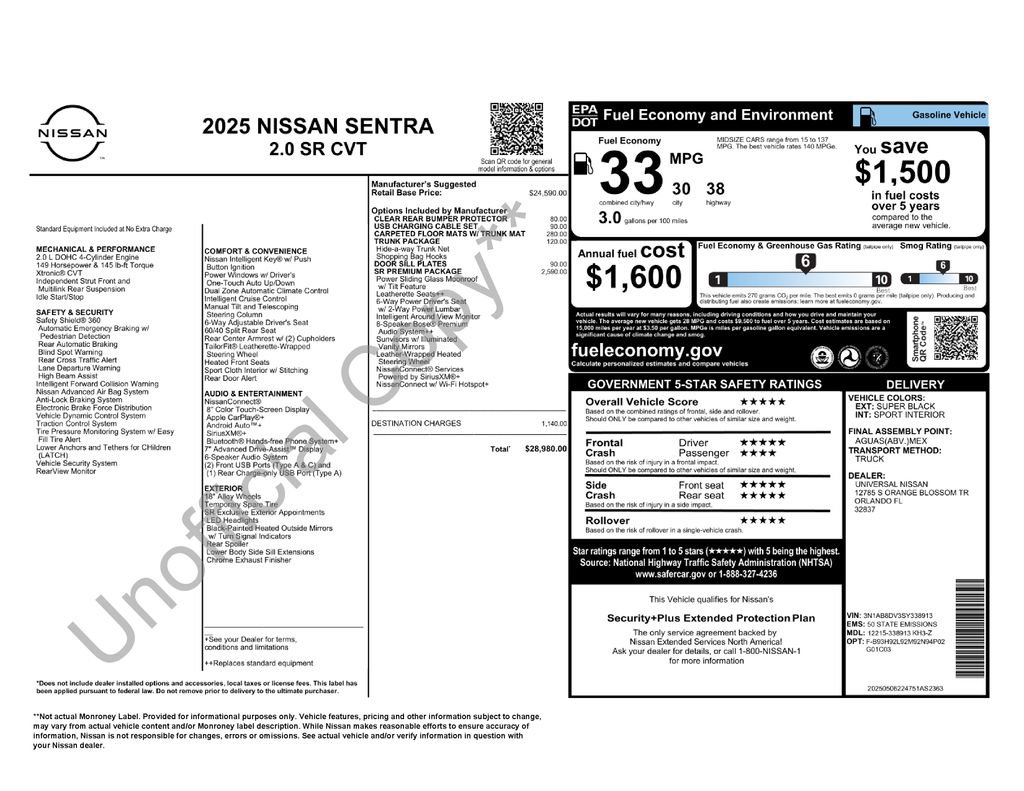 New 2025 Nissan Sentra SR w/ SR Premium Package image 5