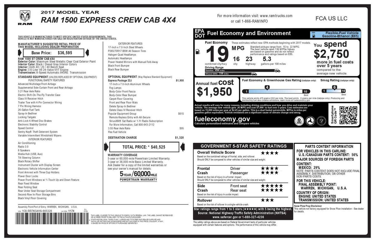Used 2017 RAM 1500 Express AWD/4WD image 2