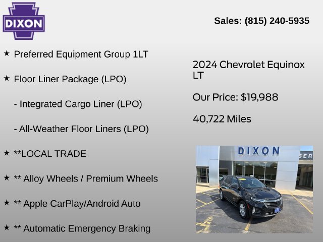 Used 2024 Chevrolet Equinox LT w/ LPO, Floor Liner Package FWD image 4