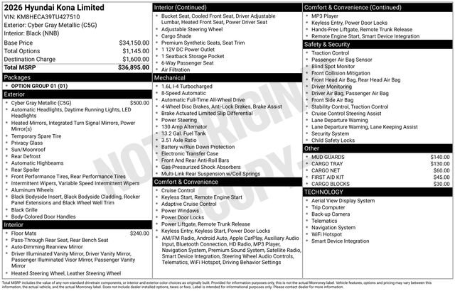 New 2026 Hyundai Kona Limited AWD/4WD image 46