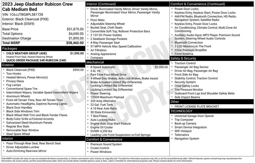 Used 2023 Jeep Gladiator Rubicon w/ Cold Weather Group image 30