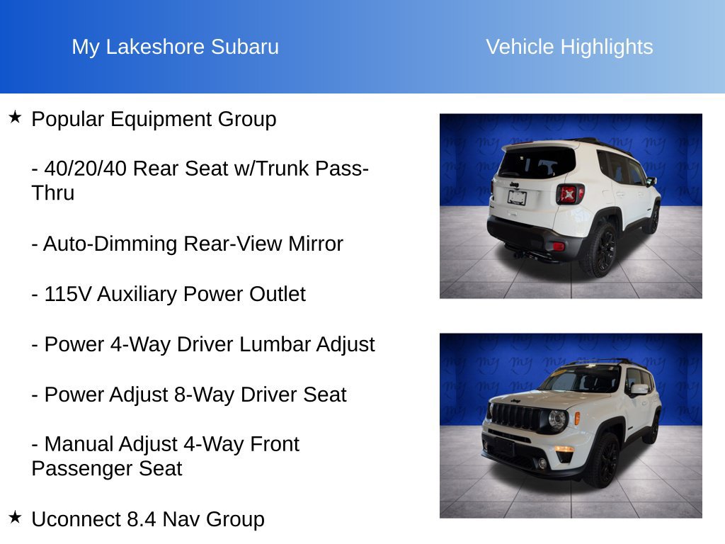 Used 2019 Jeep Renegade Altitude w/ UConnect 8.4 Nav Group AWD/4WD image 14