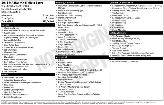 Used 2016 MAZDA MX-5 Miata Sport image 28