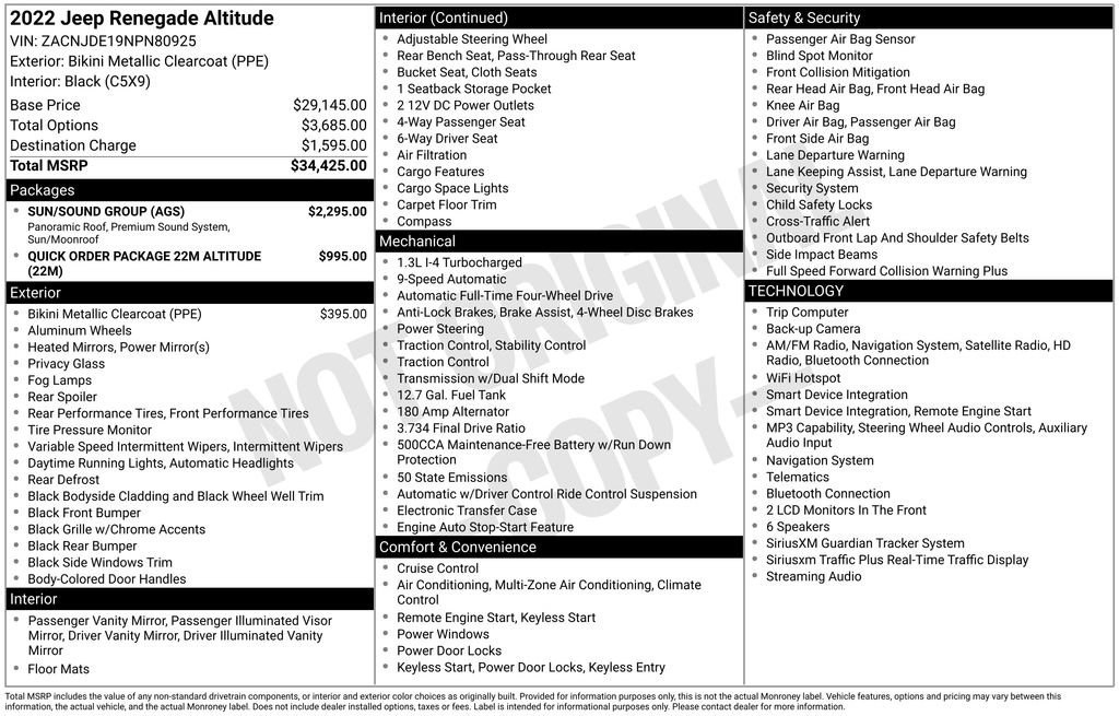 Used 2022 Jeep Renegade Altitude w/ Sun/Sound Group image 6