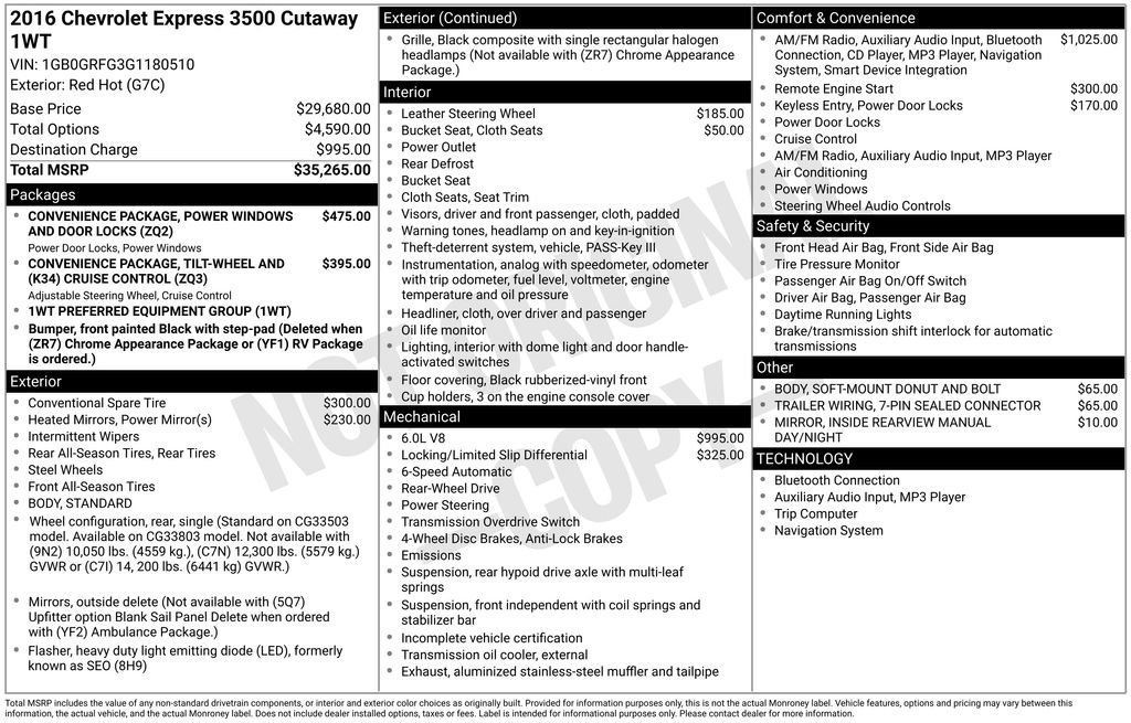 Used 2016 Chevrolet Express 3500 Work Van image 2