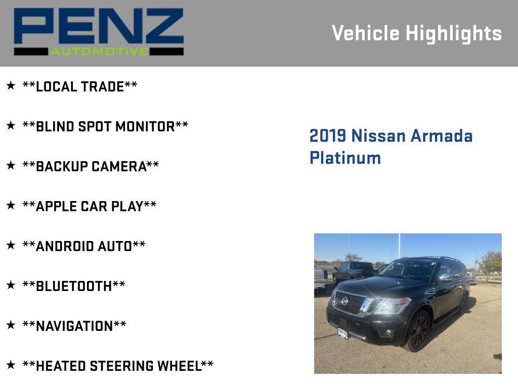 Used 2019 Nissan Armada Platinum w/ Captain's Chairs Package AWD/4WD image 6