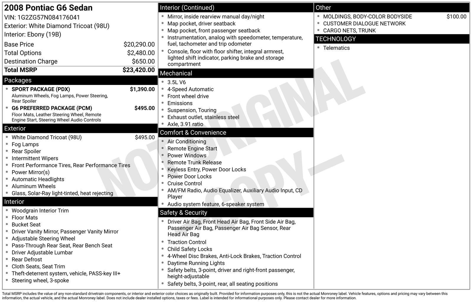 Used 2008 Pontiac G6 Sedan w/ Sport Package FWD image 8
