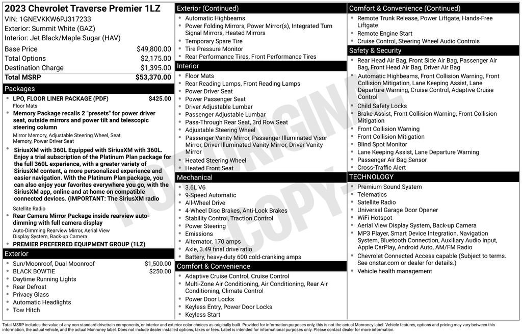 Used 2023 Chevrolet Traverse Premier w/ LPO, Floor Liner Package AWD/4WD image 30