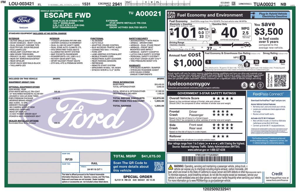 New 2026 Ford Escape SE w/ PHEV Premium Package FWD image 10
