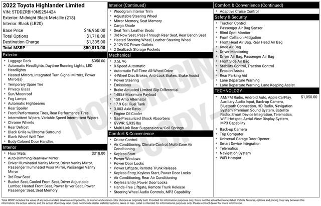 Used 2022 Toyota Highlander Limited AWD/4WD image 7