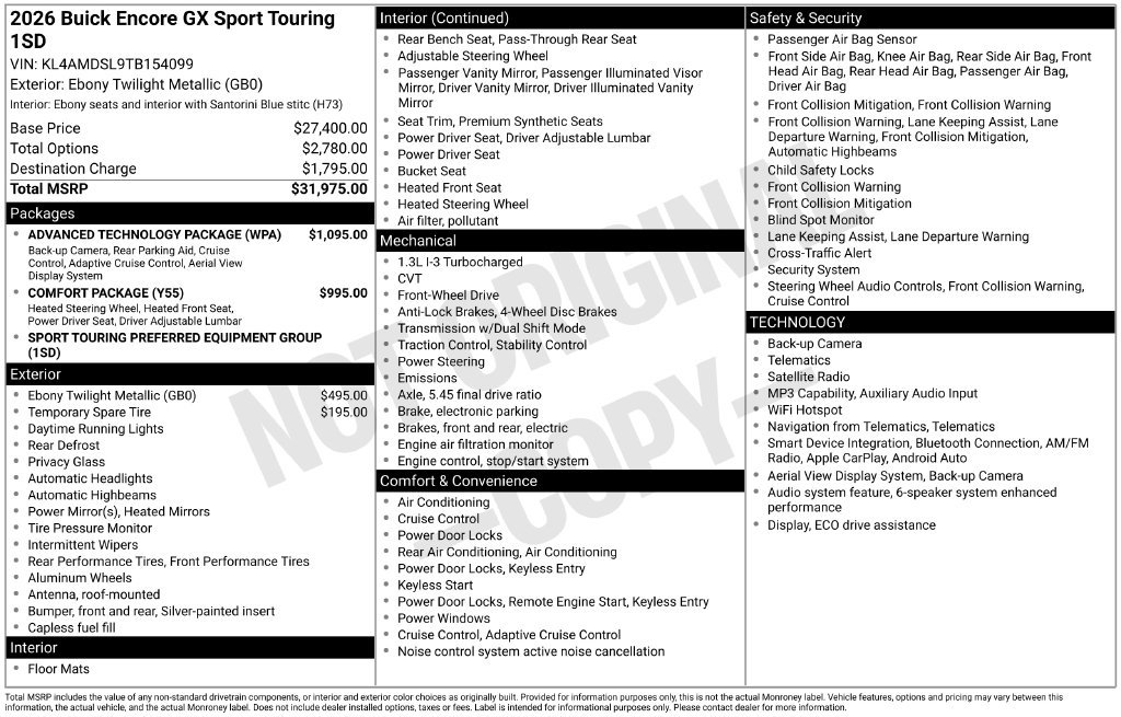 New 2026 Buick Encore GX Sport Touring w/ Advanced Technology Package FWD image 40