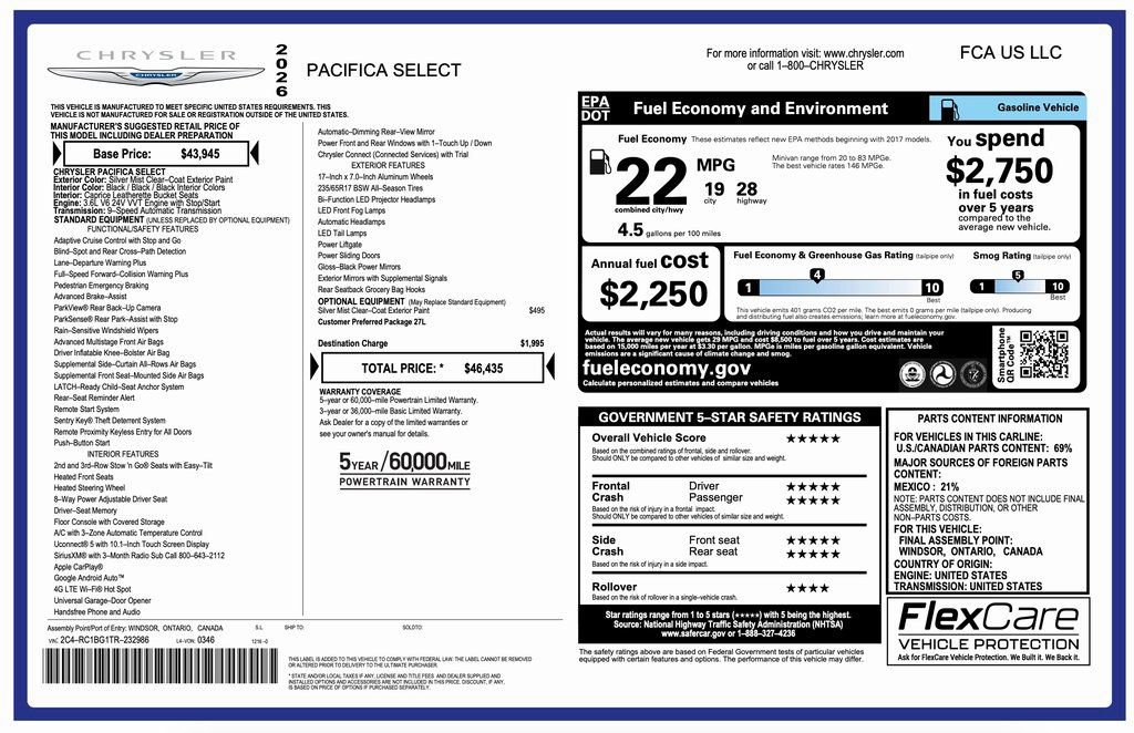 New 2026 Chrysler Pacifica Select image 2