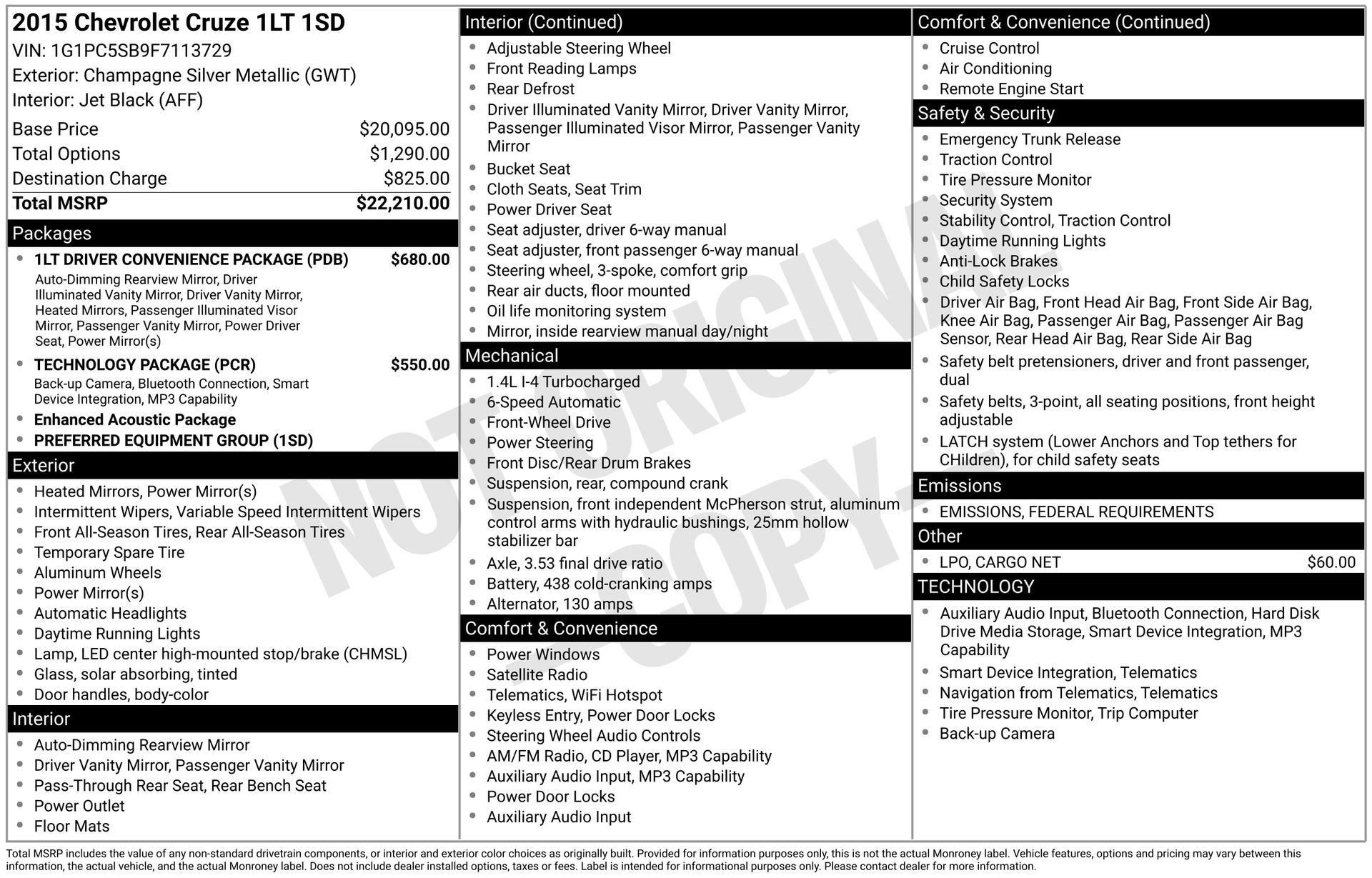 Used 2015 Chevrolet Cruze LT image 5