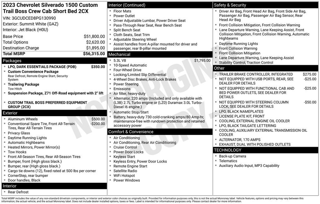 Used 2023 Chevrolet Silverado 1500 Custom Trail Boss w/ LPO, Dark Essentials Package image 3