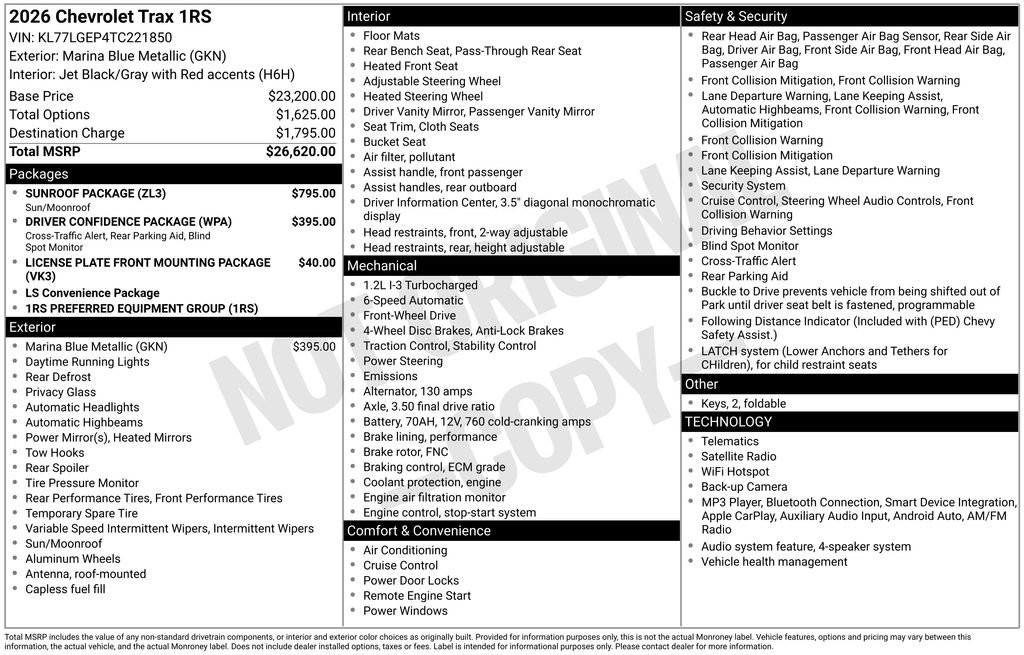 New 2026 Chevrolet Trax RS w/ Sunroof Package FWD image 29