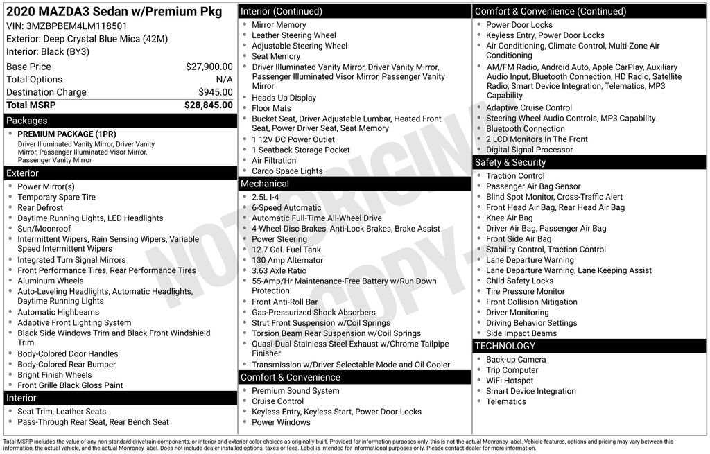 Used 2020 MAZDA MAZDA3 AWD Sedan w/ Premium Package image 4