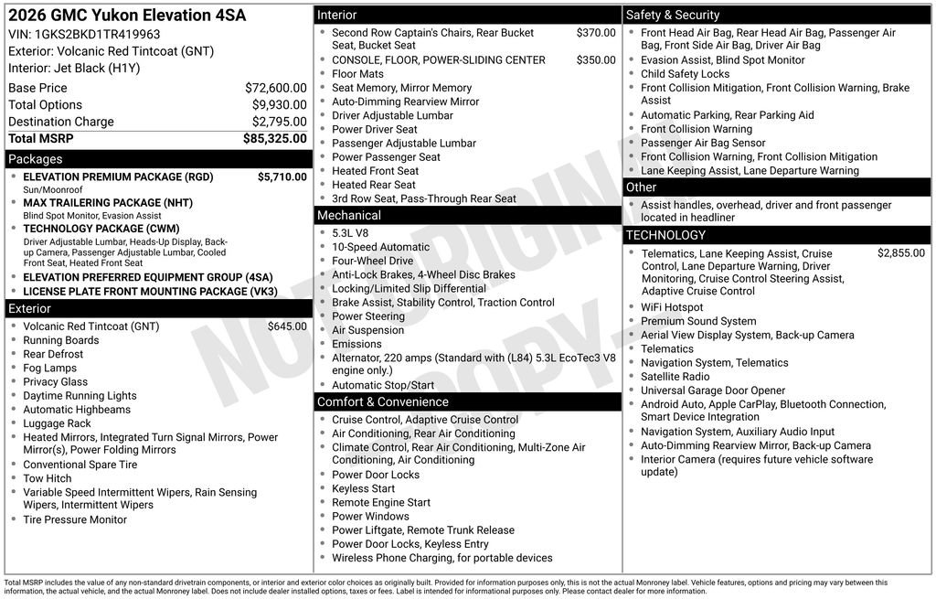 New 2026 GMC Yukon Elevation w/ Elevation Premium Package AWD/4WD image 5