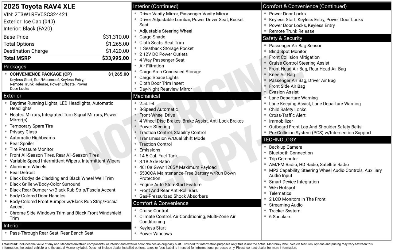 Used 2025 Toyota RAV4 XLE w/ Convenience Package FWD image 9